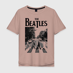 Футболка оверсайз мужская The Beatles: Mono Abbey Road, цвет: пыльно-розовый