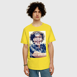 Футболка оверсайз мужская Keep Calm & Love Harry Styles, цвет: желтый — фото 2