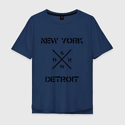 Футболка оверсайз мужская NY Detroit, цвет: тёмно-синий