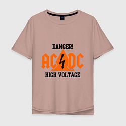 Футболка оверсайз мужская AC/DC: High Voltage, цвет: пыльно-розовый