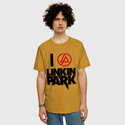 Футболка оверсайз мужская I love Linkin Park, цвет: горчичный — фото 2