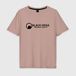 Футболка оверсайз мужская Black Mesa: Research Facility, цвет: пыльно-розовый