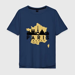 Футболка оверсайз мужская Париж - Франция, цвет: тёмно-синий