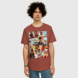 Футболка оверсайз мужская GTA 5: Stories, цвет: кирпичный — фото 2