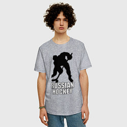 Футболка оверсайз мужская Russian Black Hockey, цвет: меланж — фото 2