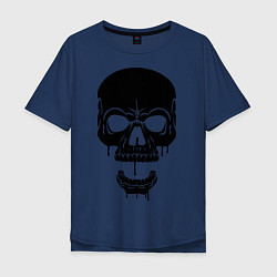 Футболка оверсайз мужская Злобный череп, цвет: тёмно-синий