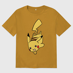 Футболка оверсайз мужская Радостный Пикачуха, цвет: горчичный
