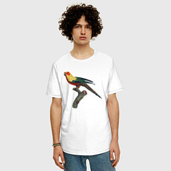Футболка оверсайз мужская Попугай аратинга, цвет: белый — фото 2