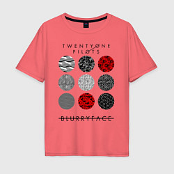 Футболка оверсайз мужская TOP: Blurryface, цвет: коралловый