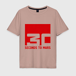Футболка оверсайз мужская 30 seconds to mars, цвет: пыльно-розовый