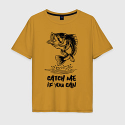 Футболка оверсайз мужская Catch me if you can, цвет: горчичный