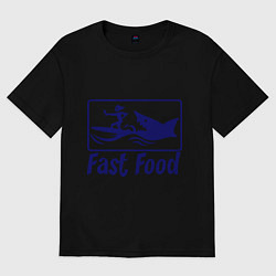 Футболка оверсайз мужская Shark fast food, цвет: черный