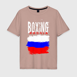 Футболка оверсайз мужская Бокс Россия, цвет: пыльно-розовый
