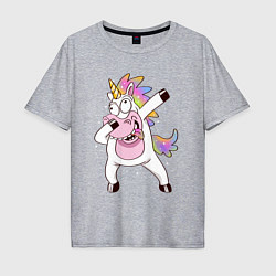 Футболка оверсайз мужская Dabbing Unicorn, цвет: меланж
