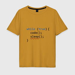 Футболка оверсайз мужская Code - sleep, цвет: горчичный