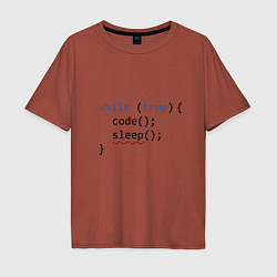 Футболка оверсайз мужская Code - sleep, цвет: кирпичный