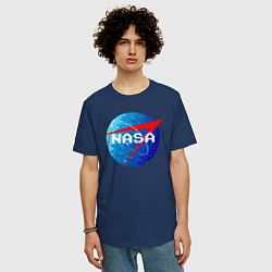 Футболка оверсайз мужская NASA Pixel, цвет: тёмно-синий — фото 2