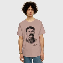 Футболка оверсайз мужская Товарищ Сталин, цвет: пыльно-розовый — фото 2