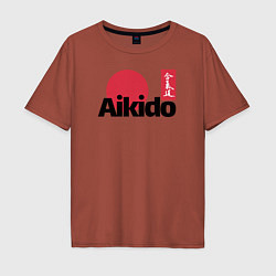 Футболка оверсайз мужская Aikido, цвет: кирпичный