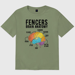 Футболка оверсайз мужская Fences Brain Anatomy, цвет: авокадо
