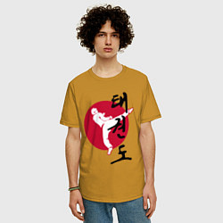 Футболка оверсайз мужская Тхэквондо, цвет: горчичный — фото 2