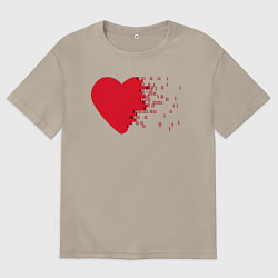 Футболка оверсайз мужская Сердце, цвет: миндальный