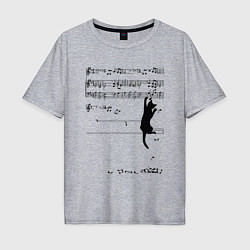 Футболка оверсайз мужская Music cat, цвет: меланж