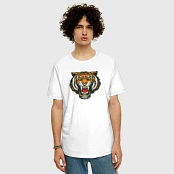 Футболка оверсайз мужская Тигр, цвет: белый — фото 2