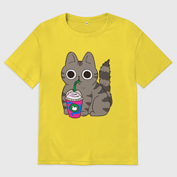 Футболка оверсайз мужская Котик, цвет: желтый
