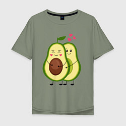 Футболка оверсайз мужская Влюбленные Веганы Авокадо, цвет: авокадо