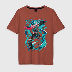 Футболка оверсайз мужская Hatsune Miku Expo, цвет: кирпичный
