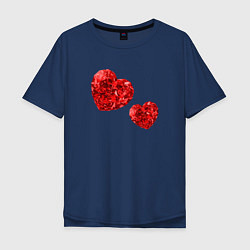 Футболка оверсайз мужская Рубиновые сердца, цвет: тёмно-синий
