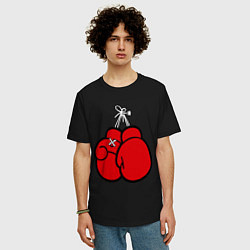 Футболка оверсайз мужская Боксерские перчатки, цвет: черный — фото 2