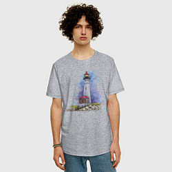 Футболка оверсайз мужская Crisp Point Lighthouse, цвет: меланж — фото 2