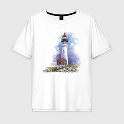 Футболка оверсайз мужская Crisp Point Lighthouse, цвет: белый