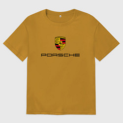 Футболка оверсайз мужская PORSCHE, цвет: горчичный