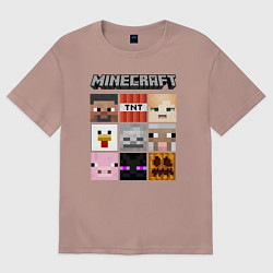 Футболка оверсайз мужская MINECRAFT, цвет: пыльно-розовый