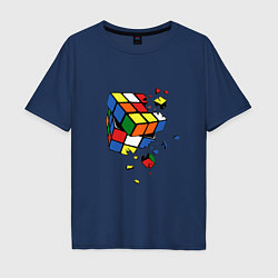Футболка оверсайз мужская Кубик Рубика, цвет: тёмно-синий