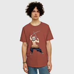 Футболка оверсайз мужская KIMETSU NO YAIBA, цвет: кирпичный — фото 2