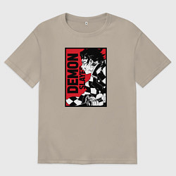 Футболка оверсайз мужская KIMETSU NO YAIBA, цвет: миндальный