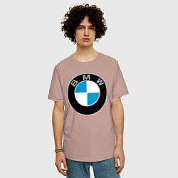 Футболка оверсайз мужская BMW, цвет: пыльно-розовый — фото 2