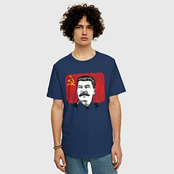 Футболка оверсайз мужская Сталин и флаг СССР, цвет: тёмно-синий — фото 2