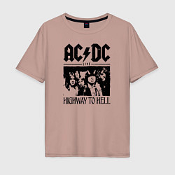 Футболка оверсайз мужская ACDC highway to hell, цвет: пыльно-розовый