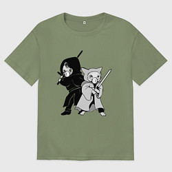 Футболка оверсайз мужская Котики против Вируса, цвет: авокадо