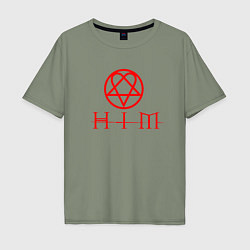 Мужская футболка оверсайз HIM LOGO RED