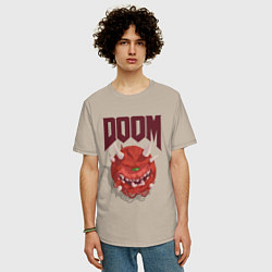 Футболка оверсайз мужская DOOM, цвет: миндальный — фото 2