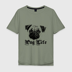 Футболка оверсайз мужская Pug life, цвет: авокадо