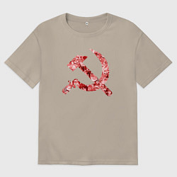 Футболка оверсайз мужская Ахегао СССР, цвет: миндальный