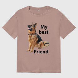 Футболка оверсайз мужская Овчарка, цвет: пыльно-розовый