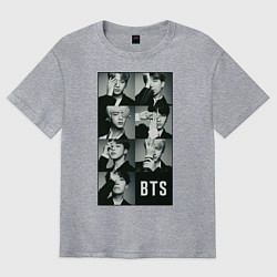 Футболка оверсайз мужская BTS, цвет: меланж